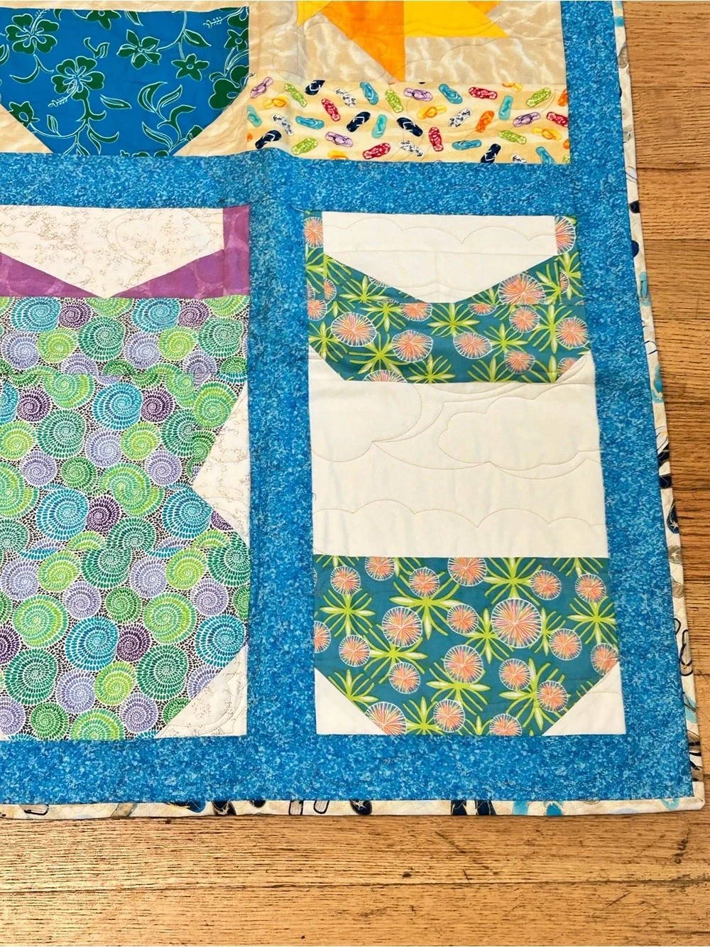 Handmade Quilt Throw Swimsuit Whimsical Summer 61”x36”‎